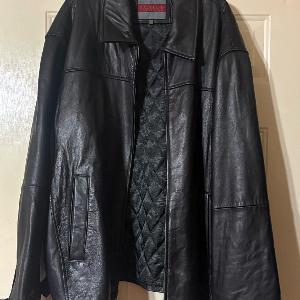 Men's Black Leather Jacket - Picture 2 of 16